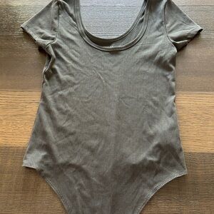 American Eagle Outfitters Ribbed Bodysuit - Gray